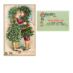 35 grote vintage kerstkaarten en kerstkaarten van 6 inch, printables, commercieel gebruik, direct downloaden