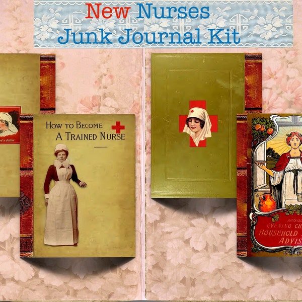 DIY Nursing Junk Journal Kit, Vintage Nursing Ephemera, Nurse Journal Pages, Nursing Images, Instant Download