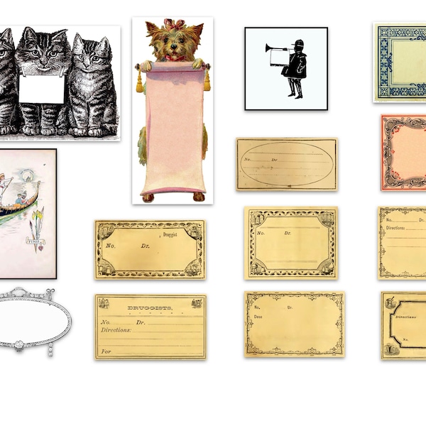 Vintage Editable Vintage Labels: Printable Scrapbook Ephemera (JPG & PDF)