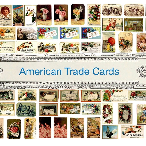 Beautiful American Trade Cards, 200 Vintage Cards From the Early 20th Century,Perfect for Craft & Art Projects, Junk Journals and Scrapbooks