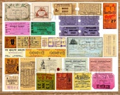 Vintage Ticket Ephemera: Junk Journal & Scrapbook Supplies (Digital Download)