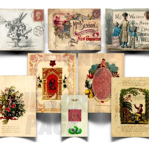 Buste e fogli da lettera illustrati vintage, cancelleria illustrata Shabby Chic, carte collage, forniture per diari spazzatura, uso commerciale