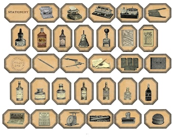 Vintage Stationery Labels: Black & White Ephemera (Digital Download)