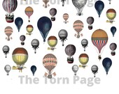 Vintage Hot Air Balloon Ephemera, Junk Journal Kit, Digital Hot Air Balloon Printables, Vintage Ephemera for Journals, Instant Download