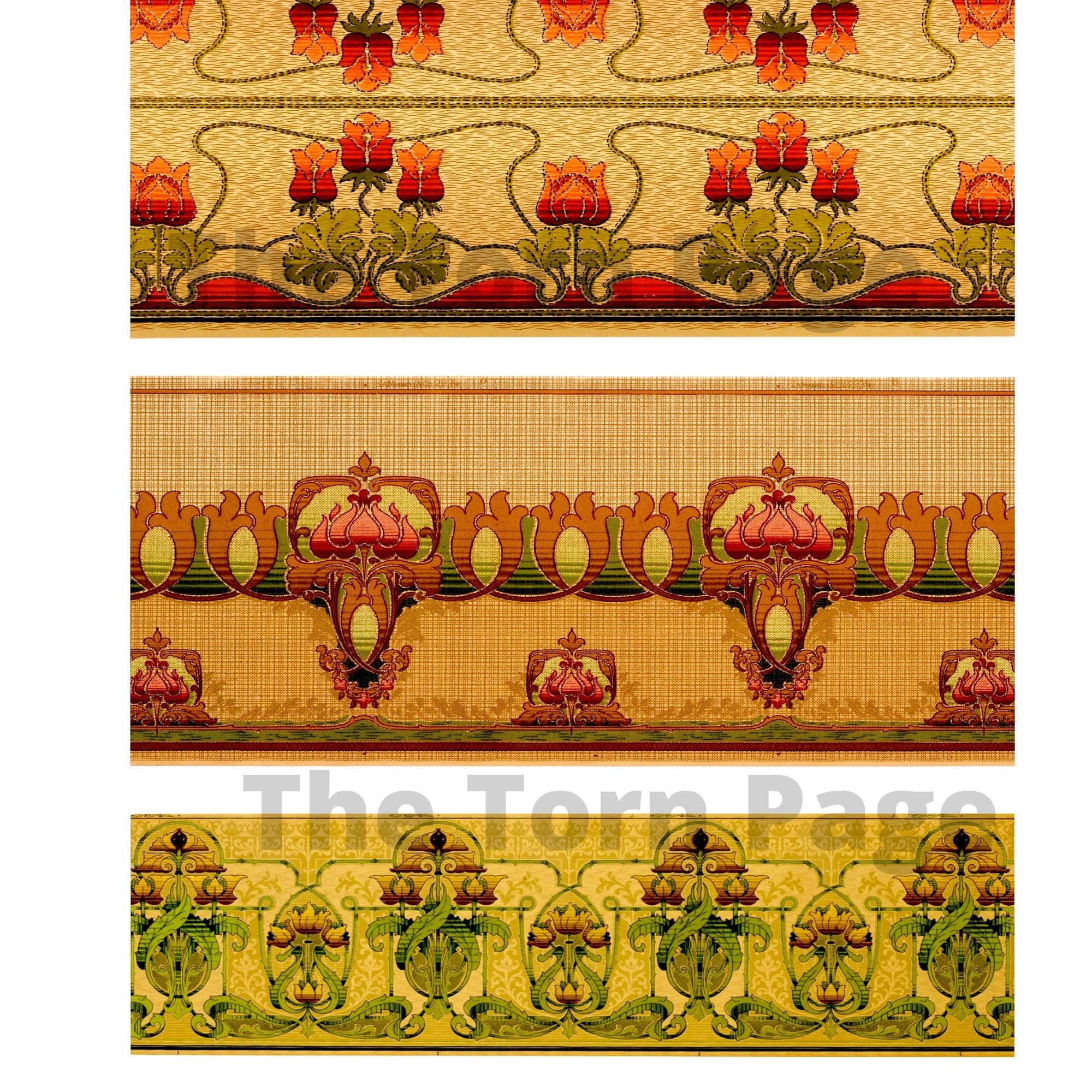 Art Nouveau Wallpapers Vintage Digital Papers Junk Journal Etsy