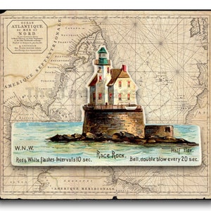 Vintage Noord-Amerikaanse vuurtorens collagepapier, digitale printables, 8,5 x 11, A4, instant download