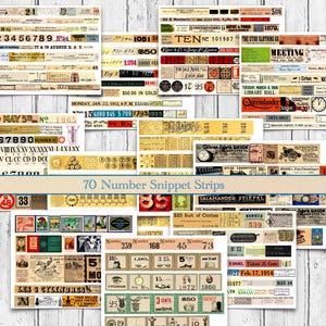 84 vintage nummerfragmenten, handig voor junkjournals, scrapbooking, kunst- en handwerkbenodigdheden, direct downloaden