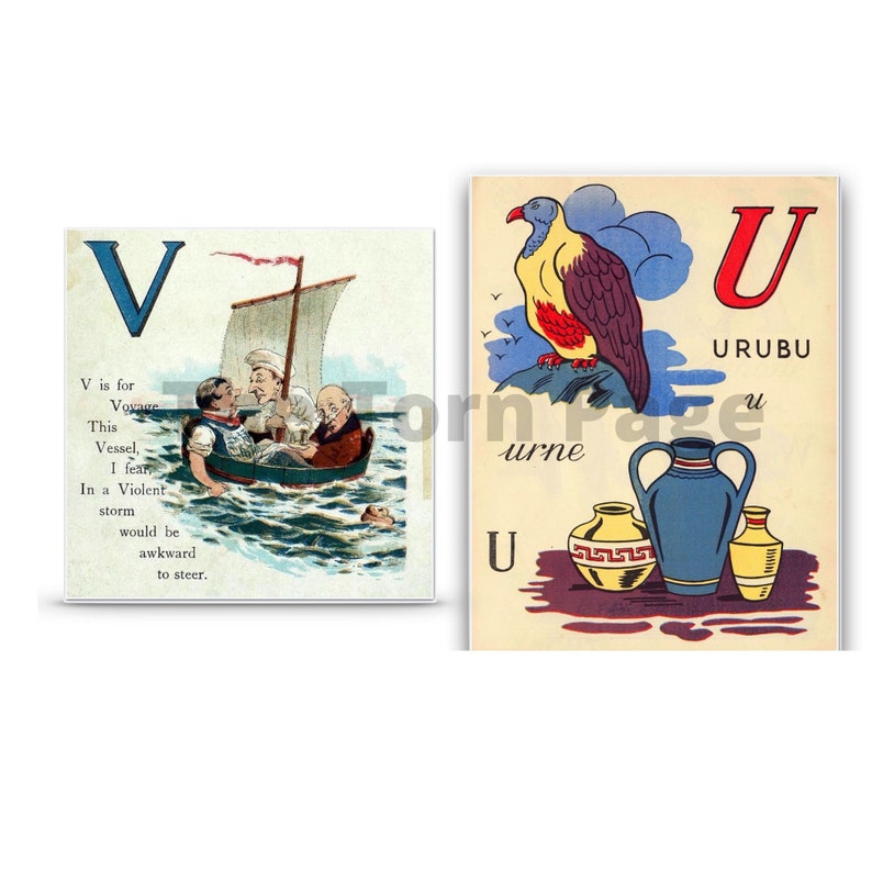 Vintage Alphabet Flashcards Digital Mixed up Alphabets Etsy UK