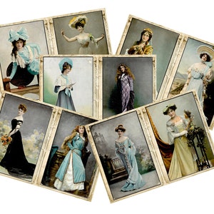 Bellissime pagine di diario da donna edoardiana, moda e stile edoardiano, perfette per diari, album di ritagli, libri d'arte, download immediato