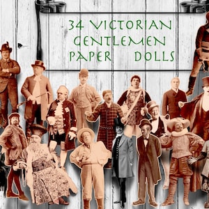 34 viktorianische Gentlemen Papierpuppen, 5 Zoll und 3,5 Zoll Papierpuppen, 24 Fotografien, perfekt für Junk Journals, Kunst und Handwerk Projekte