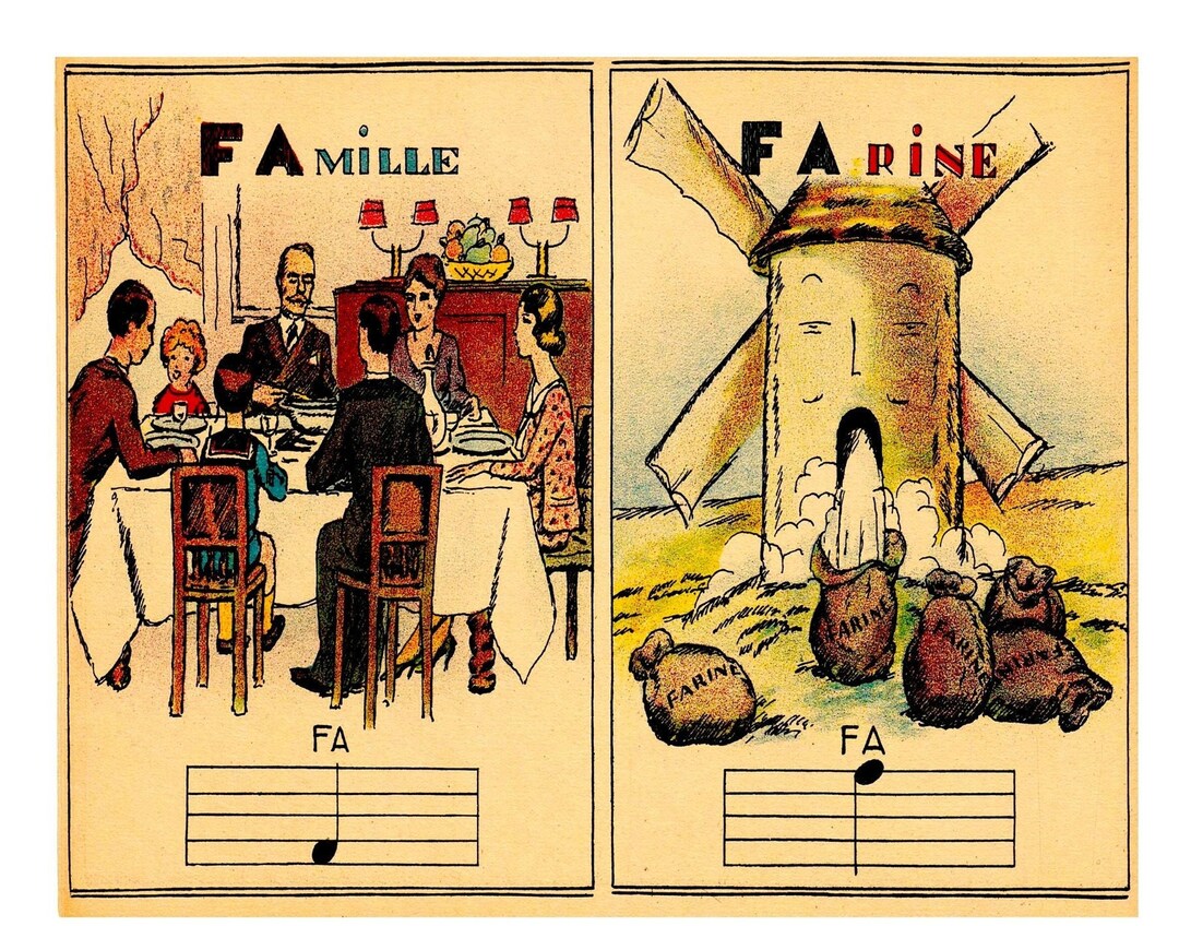 Vintage French Music Alphabet and Colouring Book, Digital Alphabet