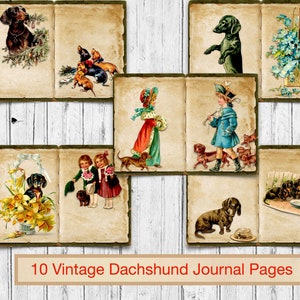 Vintage teckeldagboekpagina's en kaarten op ATC-formaat, DIY-junkjournaalkit, plakboek, benodigdheden voor kunst en handwerk,