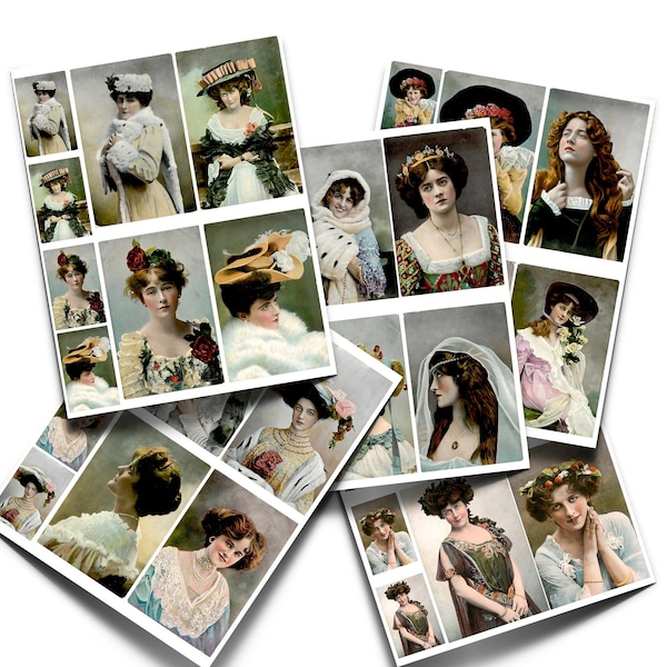 20 Beautiful Edwardian Ladies Journal Cards, Fabulous Fashion and Style Cards, Perfect for Journals, Scrapbooks, Art Books, Instant Download