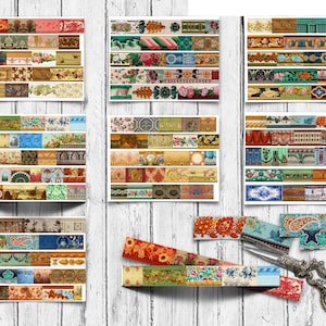 Vintage Wallpaper Border Snippets, Collage Paper, Craft Supplies, (Digital Download)
