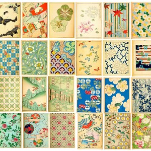 Vintage Japanese Art Paper Pack: Seitie Kacho-ga Designs (digital ...