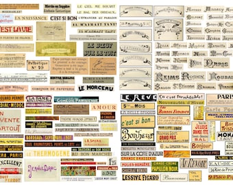 Kolekcja najlepszych francuskich etykiet z epoki: Zestaw do scrapbookingu Junk Journal (pobranie cyfrowe)