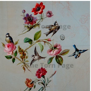 Französische Vintage Tapetendesigns, Digitale Collage Papiere, druckbare Tapetendesigns, Junk Journal und Scrapbook Zubehör, kommerzielle Nutzung