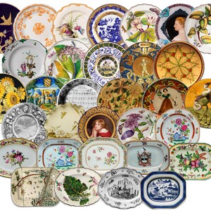 Antique Plate & Platter Prints: Junk Journal Embellishments (Digital Download)