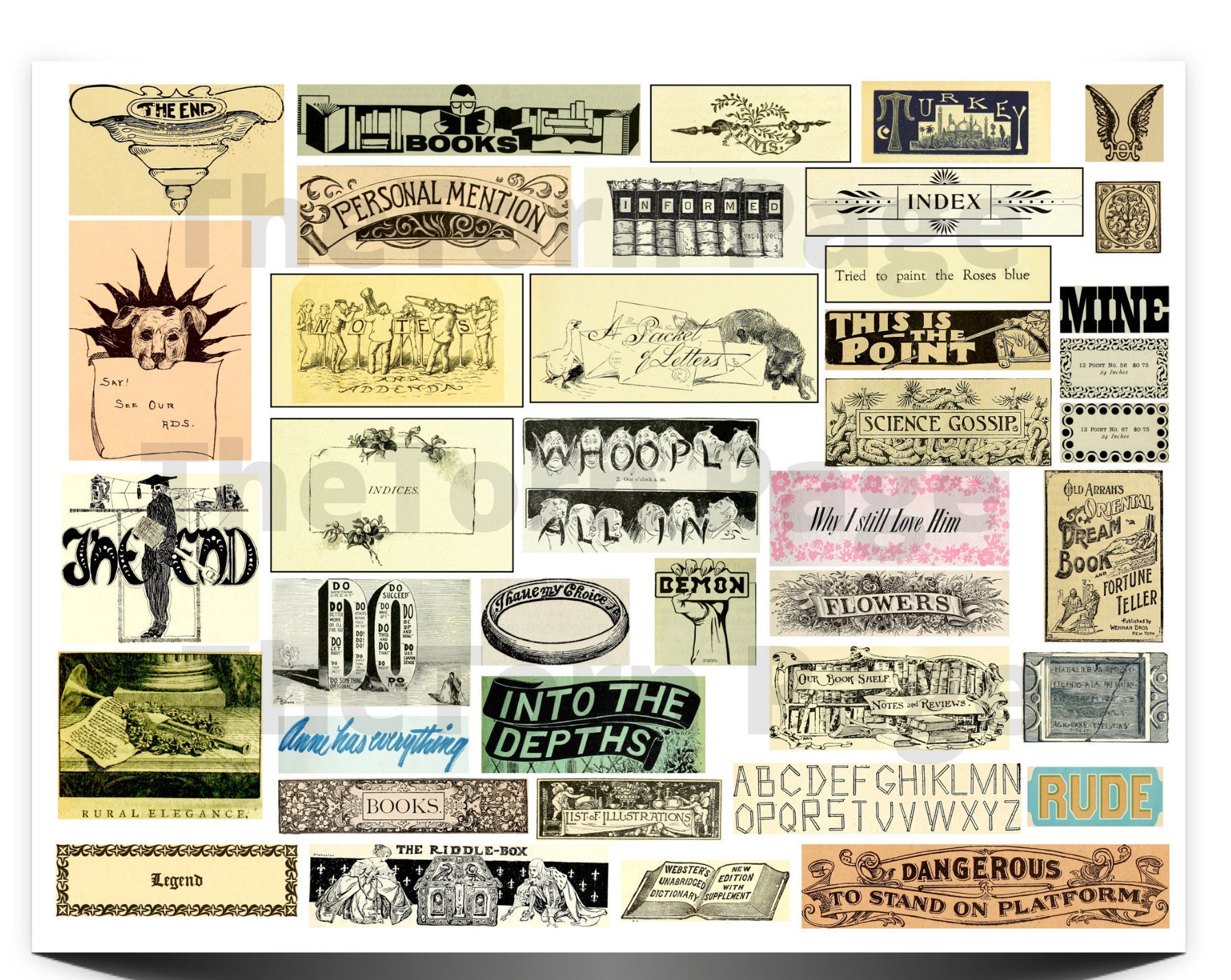 Vintage Script Labels Pack 2 Eclectic Mix of Digital - Etsy 日本