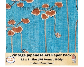 Paquete de papel de arte japonés vintage: Diseños Seitie Kacho-ga (Descarga digital)