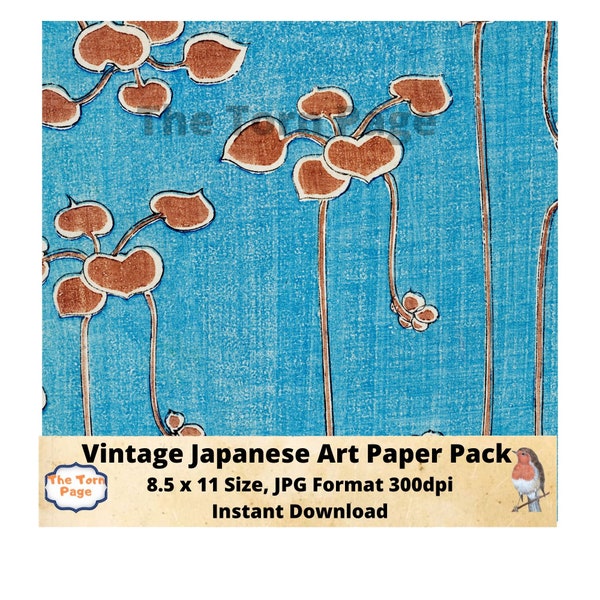 Vintage Japanese Art Paper Pack: Seitie Kacho-ga Designs (Digital Download)