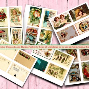 20 Vintage Weihnachtspostkartenbilder, perfekt zum Verschenken oder Verschicken an Freunde und Familie.  Sie können auch in Kunst- und Handwerksprojekten verwendet werden