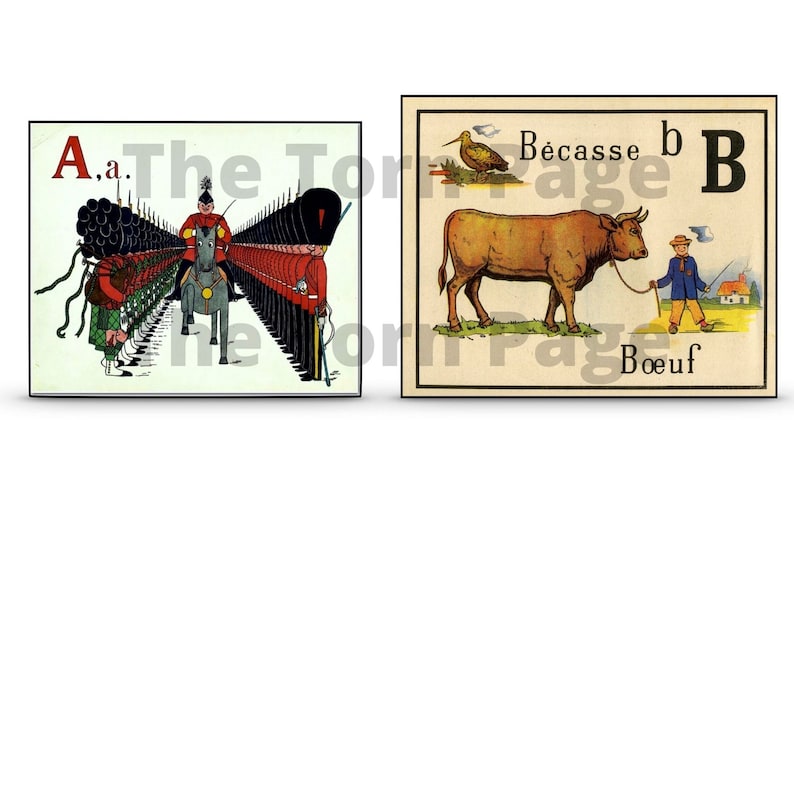 Vintage Alphabet Flashcards Digital Mixed up Alphabets Etsy UK