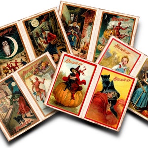 Vintage Halloween-dagboekpagina's, afdrukbare digitale Halloween-pagina's, perfect voor ongewenste tijdschriften, plakboeken en papierkunst, direct downloaden