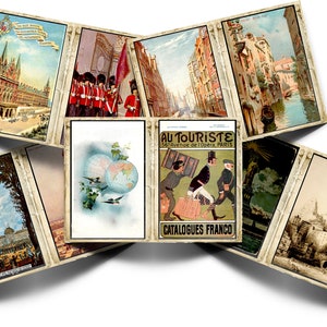 Vintage Travel Journal Pages: World Scrapbook Paper (Digital Download)