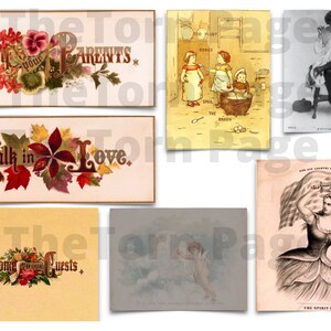Hermosos lemas y proverbios vintage, más de 60 imágenes imprimibles, suministros digitales de revistas basura, proyectos artesanales, uso comercial