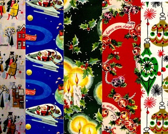 Vintage Christmas Wrapping Paper: 41 Festive Ephemera Sheets (Digital Download)