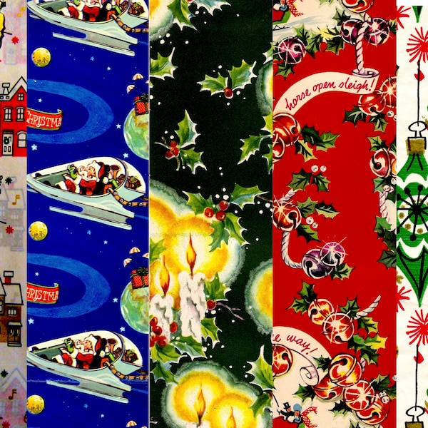 35 Digital Vintage Christmas Wrapping Paper Images, Festive Papers, Perfect to use as Journal and Scrapbook Backgrounds, Instant Download