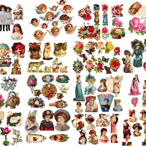 Cortes e retalhos vintage, 40 folhas de colagem para impressão, diário de lixo, álbum de recortes, projetos de arte e artesanato, download instantâneo, uso comercial