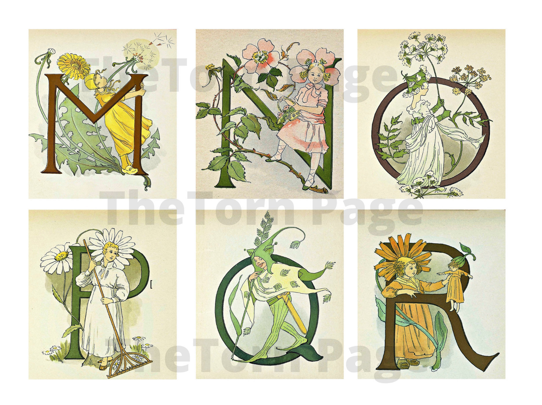 Vintage Botanical Alphabet Print by Ottilia Adelborg (digital Download ...