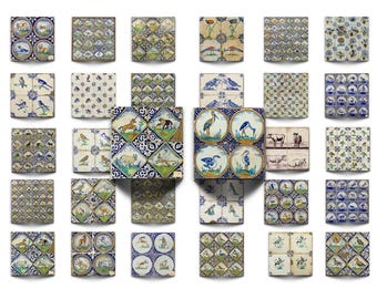 Vintage Blue & White Delft Decorative Tile Nautical Themed Antique