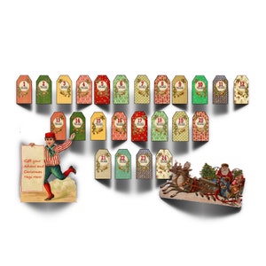Christmas Tags, Christmas Countdown Advent Circles & Numbers, Tags and Cards, Printable Gift Tags, Instant Digital Download, Commercial Use
