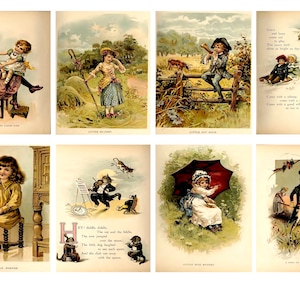 Cartes ATC comptine vintage, cartes ATC imprimables, téléchargements numériques, fournitures de journal, téléchargement numérique instantané