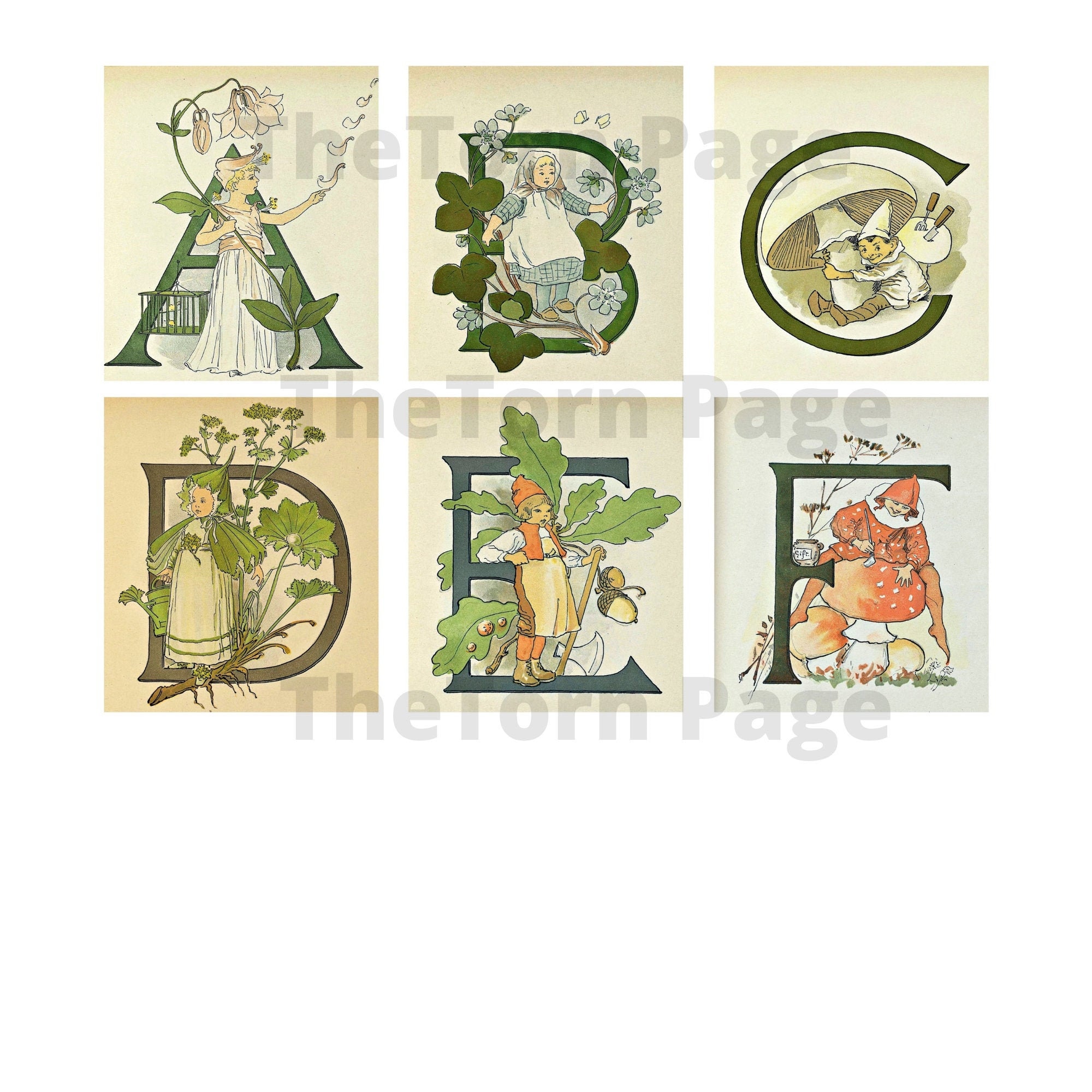 Vintage Botanical Alphabet Print by Ottilia Adelborg (digital Download ...