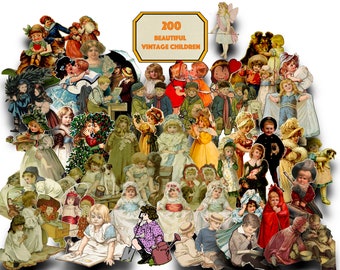 200 Vintage Children Paper Dolls, A Digital Paper Doll For Every Occasion, Supplies for Junk Journals, Scrapbooks, Art and Craft Projects