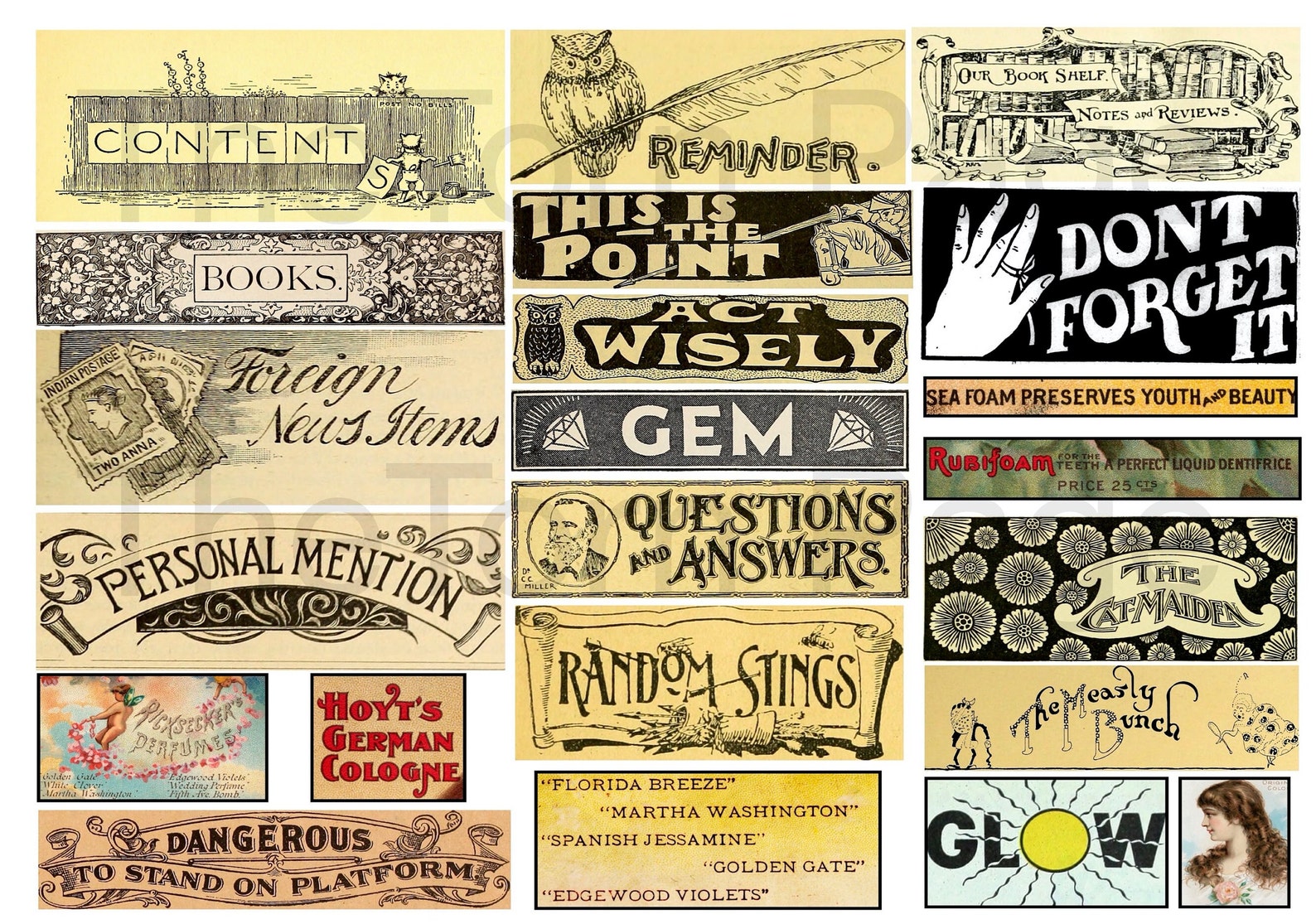 Vintage Script Labels Pack3 Eclectic Mix of Digital - Etsy