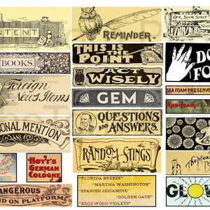 Vintage Script Labels, Pack3, Eclectic Mix of Digital Printables ...