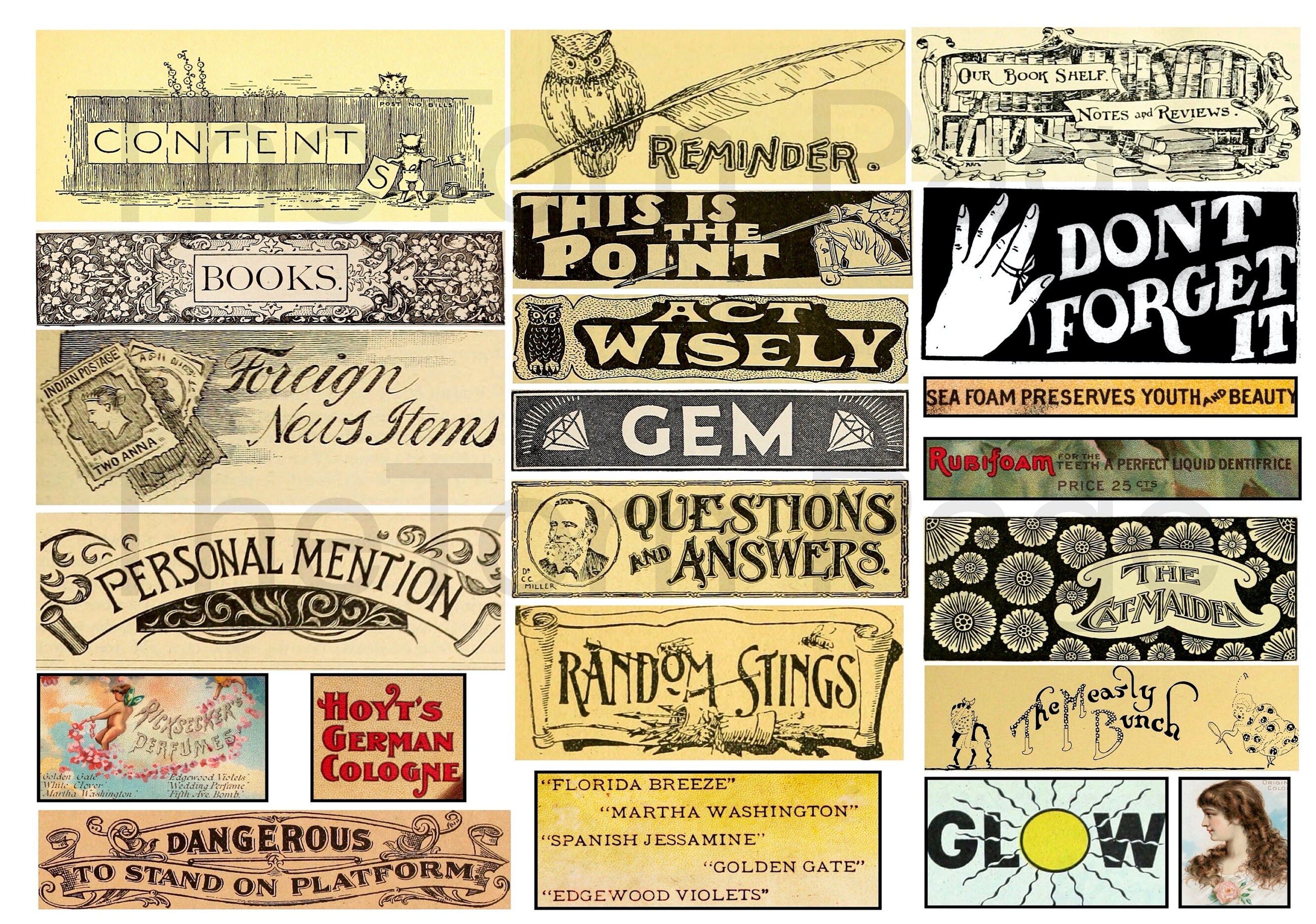 Vintage Script Labels Pack3 Eclectic Mix of Digital - Etsy