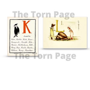 Vintage Alphabet Flashcards, Digital Mixed up Alphabets, Alphabet ...