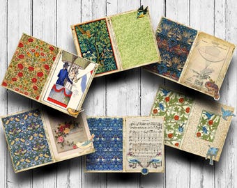 Diseños de aves de William Morris, páginas de diario basura (descarga digital)