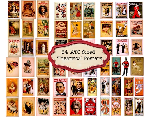 Vintage Theatrical Poster Cards: Junk Journal Ephemera (Digital Download)