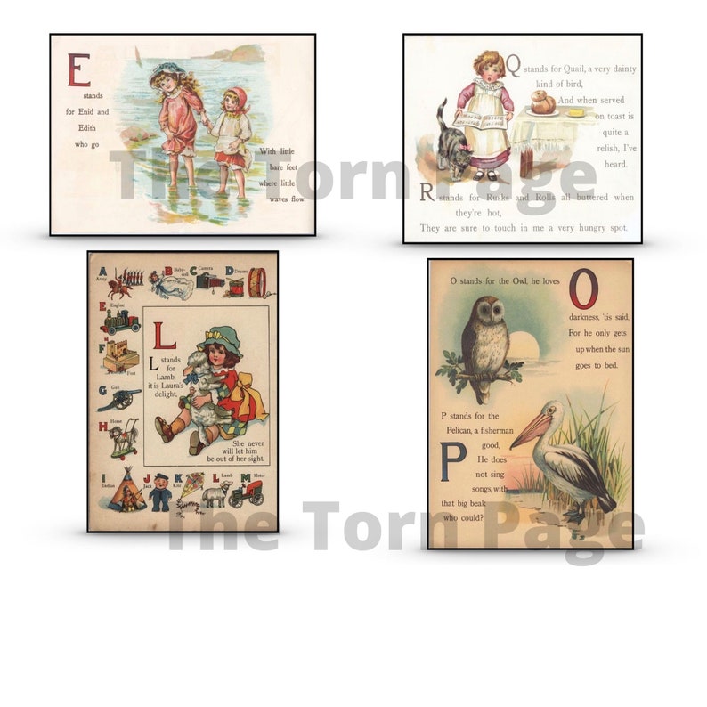 Vintage Alphabet Flashcards Digital Mixed up Alphabets Etsy UK