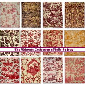 La colección definitiva de Toile de Jouy, 50 imágenes clásicas listas para imprimir, suministros para proyectos de manualidades, arte, álbumes de recortes y diarios basura
