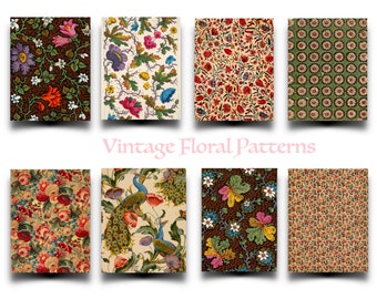 Vintage Floral Patterned Background Papers, 33 Digital Scrapbook Papers,  3 Ephemera Pages, Junk Journal, Scrapbook, Art and Craft Projects