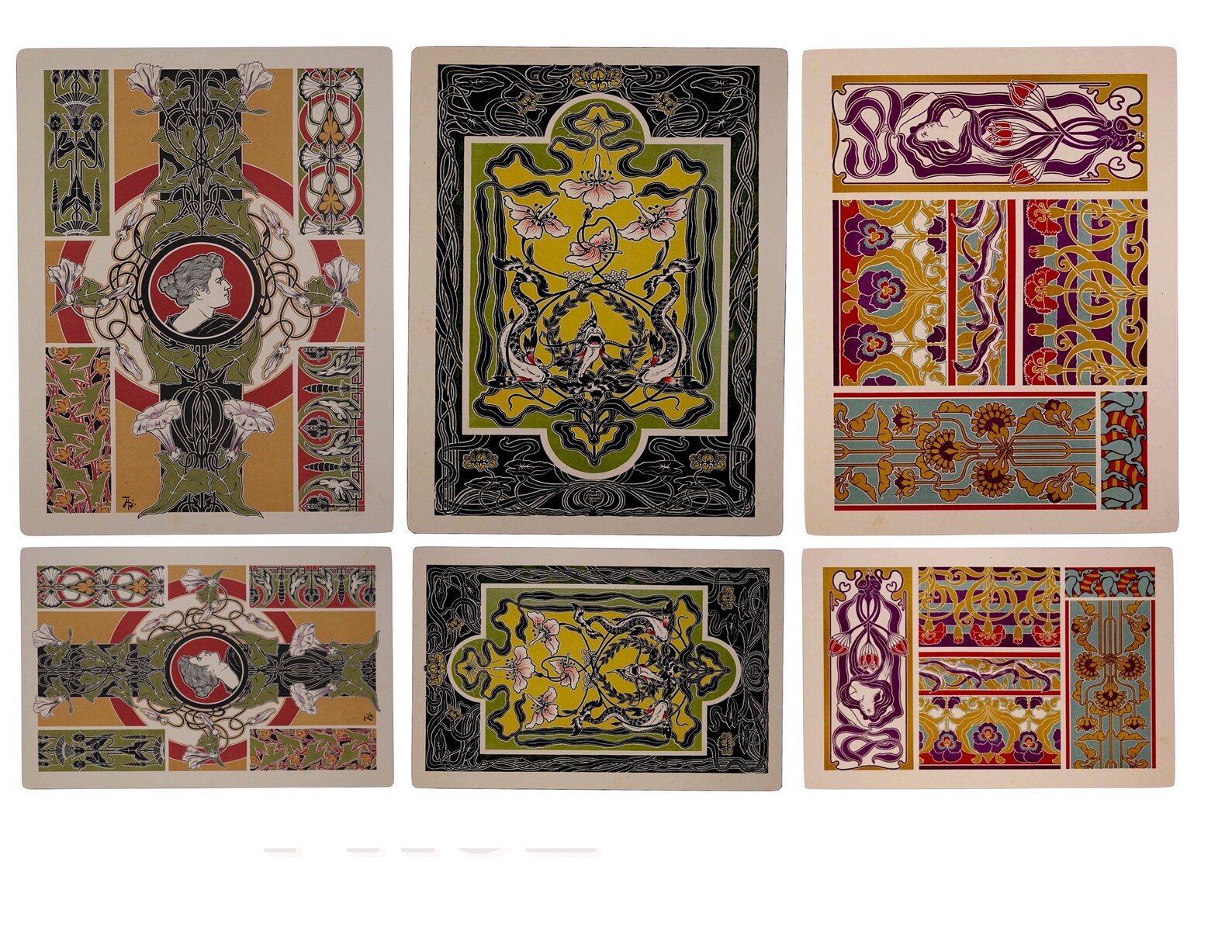 Vintage Art Nouveau Designs Art Nouveau Journal Cards and 3.5 Etsy