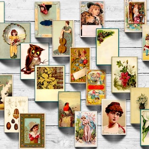 125 cartões ATC vintage, lindas imagens para usar em diários indesejados, álbuns de recortes e projetos de arte e artesanato, download digital instantâneo